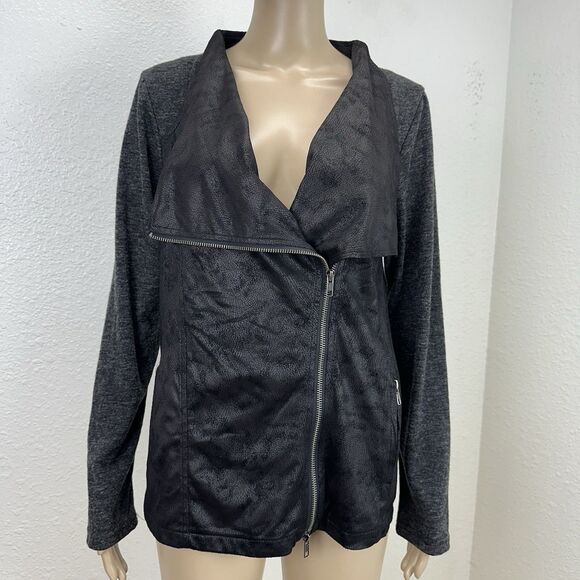Miilla Mix Media Zip Front Black Moto Jacket NWT Stitch fix S Soft Goth Metal - Picture 2 of 8